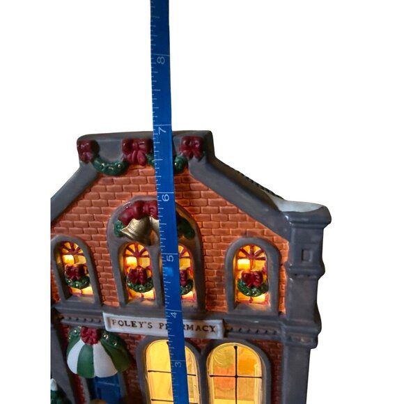 Trim A Home Vintage Christmas Village Foleys Pharmacy Illuminated House - Picture 8 of 9